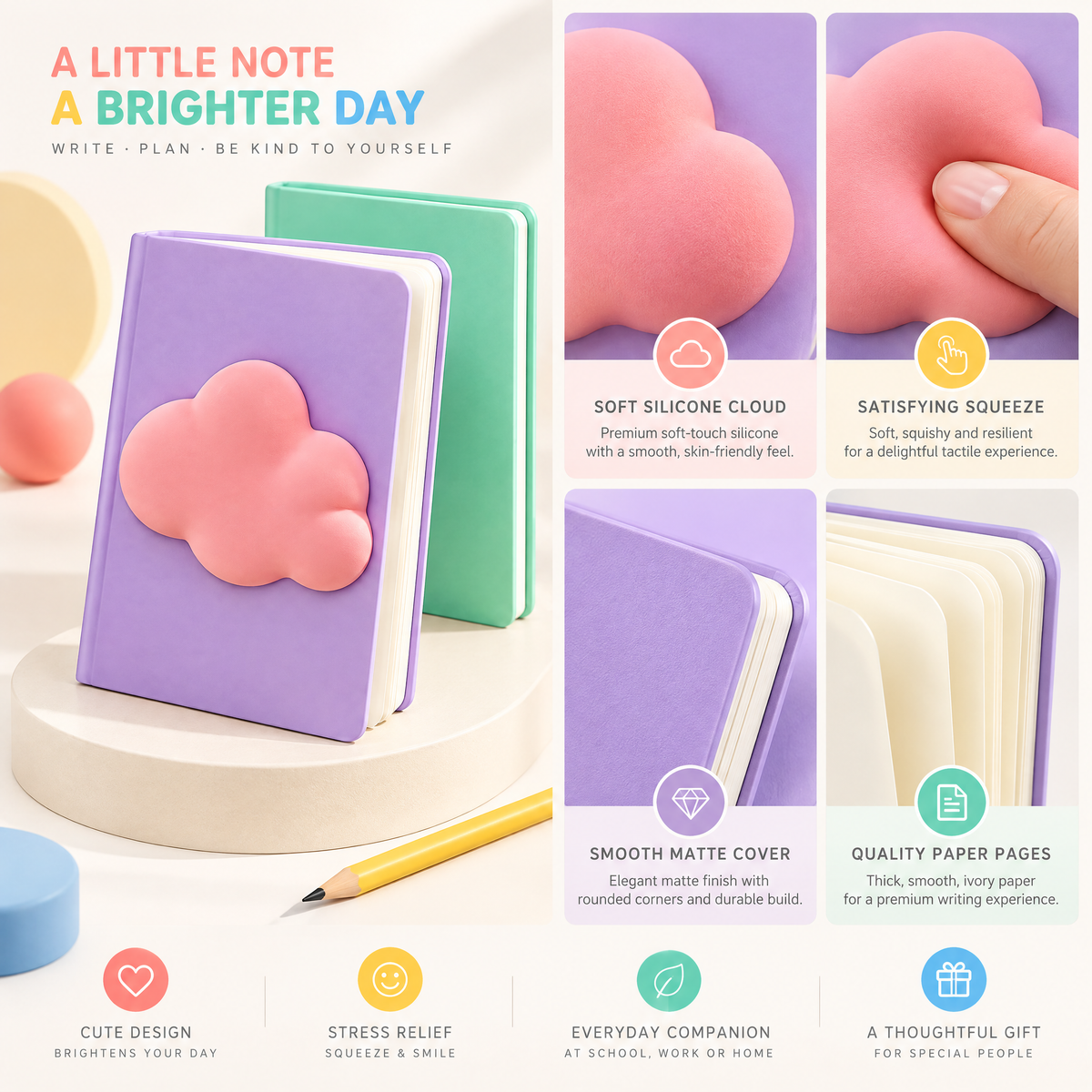Melqavryn™ Soft Cloud Cover Notebook
