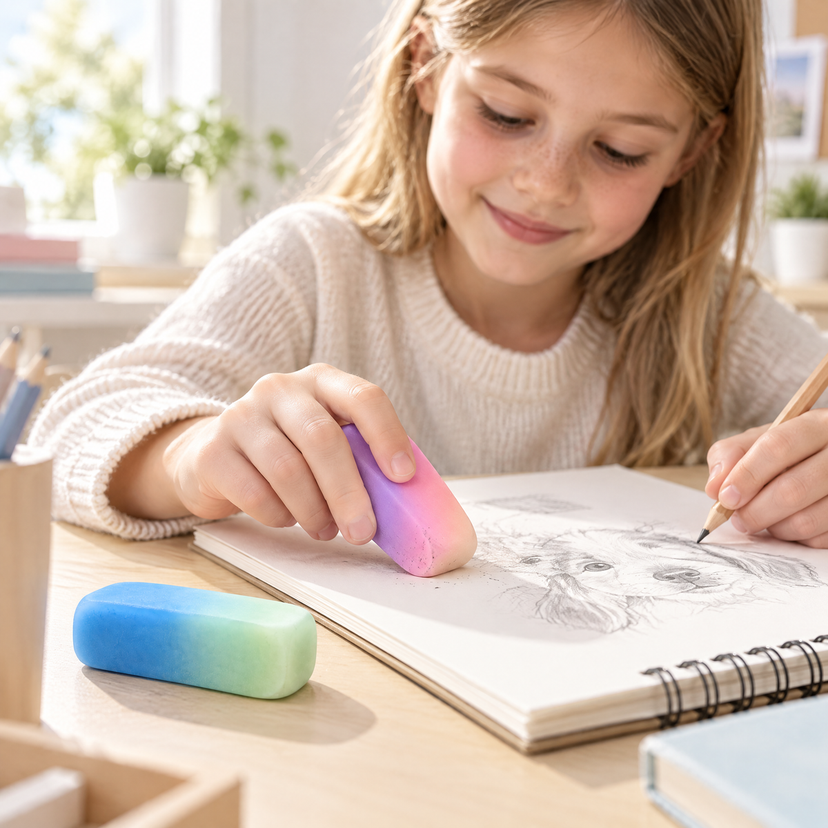 Melqavryn™ Gradient Color Block Eraser Set in use
