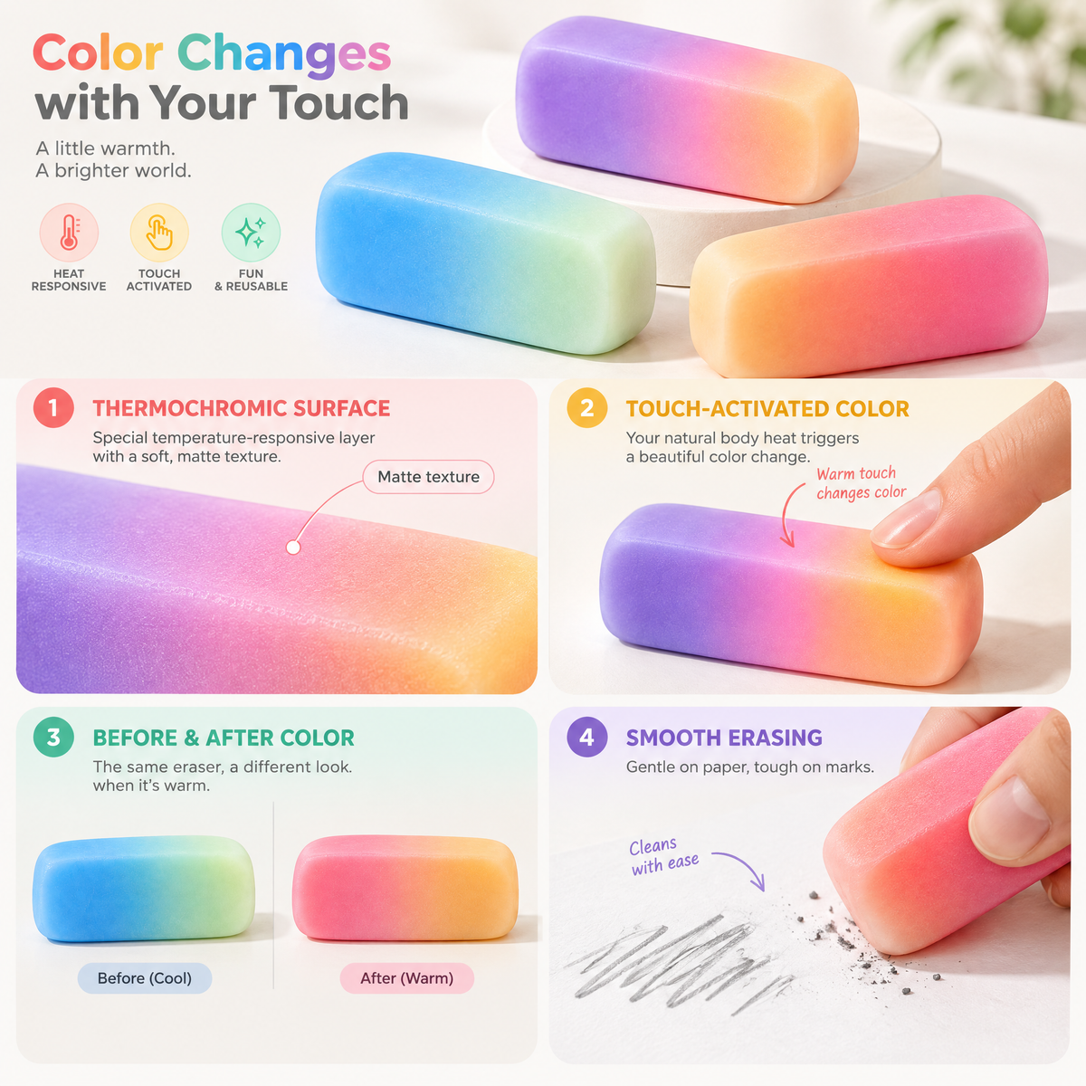 Melqavryn™ Gradient Color Block Eraser Set