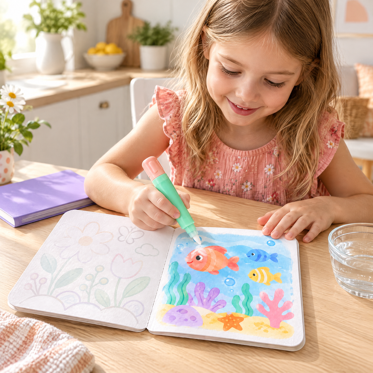 Melqavryn™ Reusable Water Painting Activity Book in use