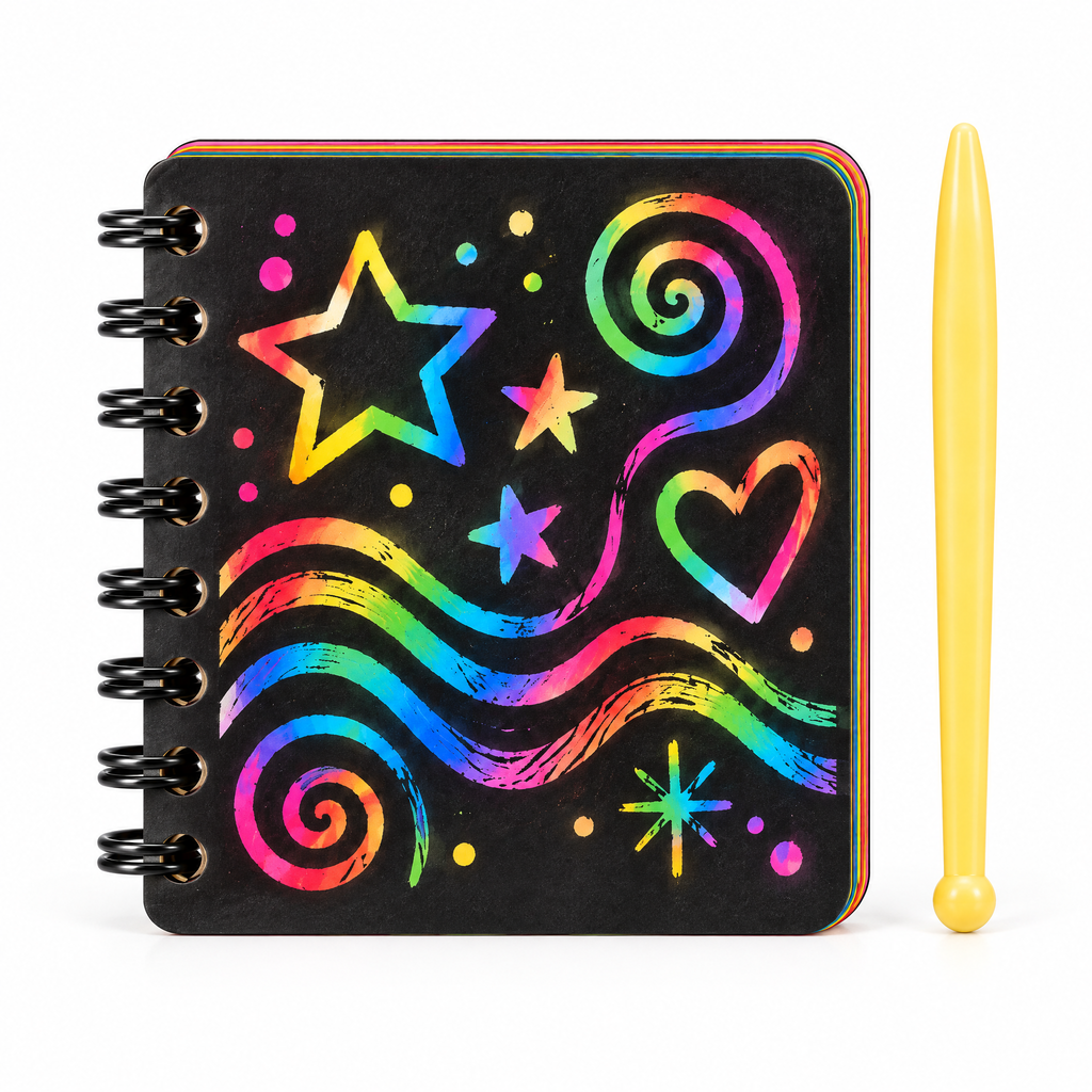 Melqavryn™ Rainbow Scratch Art Notebook