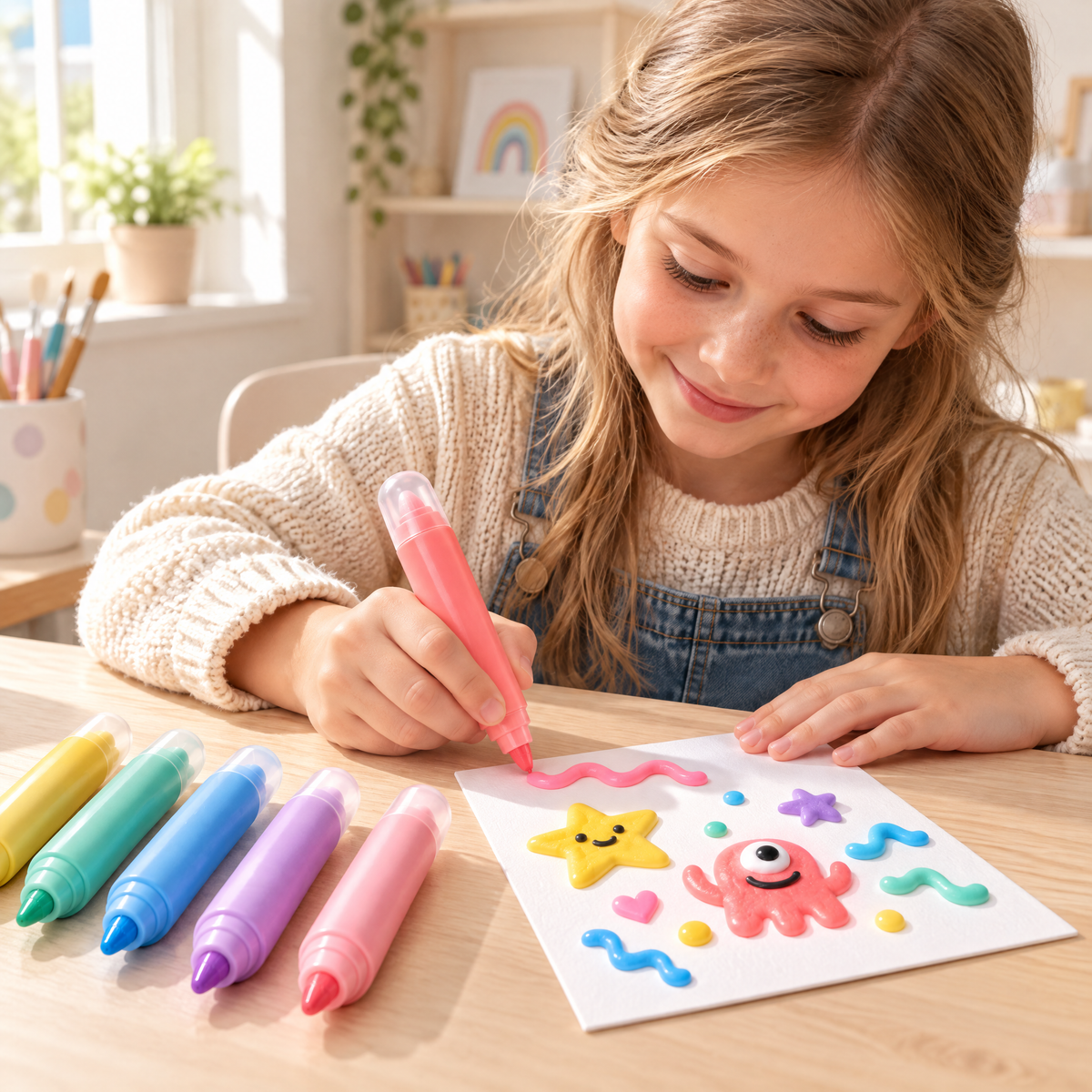 Melqavryn™ Washable Dot Marker Set in use