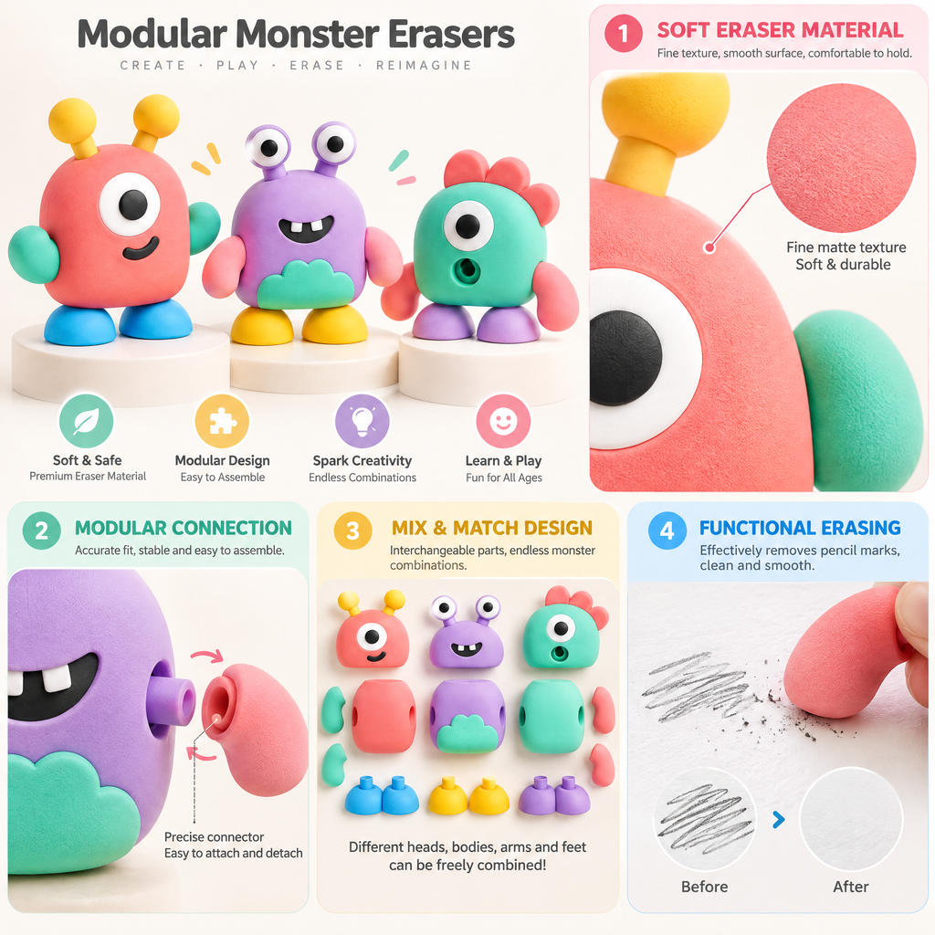Melqavryn™ Build-Your-Own Monster Eraser Set