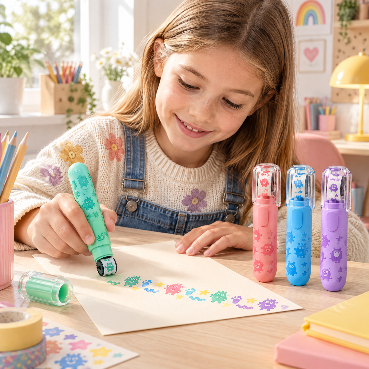 Melqavryn™ Cute Roller Stamp Pen Set